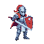 12-frame 64x64 pixel art of a knight in silver armor with shield and sword, seen 3/4 view, attacking in stages with a smooth swing animation. retro snes style, dark teal background.