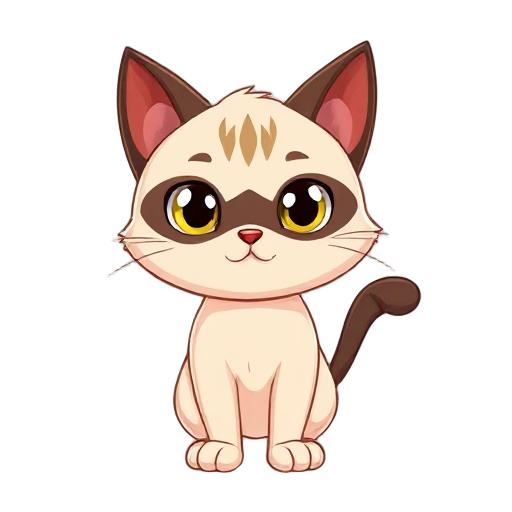 the cat has cream-colored fur with dark brown ears, face mask, paws, and tail tip. its eyes ar