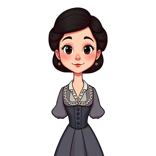 adult upper-class english woman (late victorian). hair: long dark hair, clearly not short; styled in a low chignon. face/complexion: gentle expression; healthy colour with soft rose-pink cheeks; no pallor or eye bags.