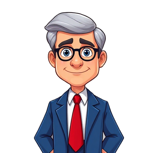 create a character of a politician who wears a red tie and a blue suit