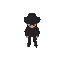 minimalist, spy with a hat, in black