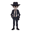 properly suited hitman character, who looks mysterious