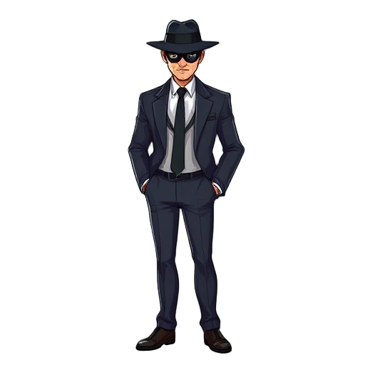 properly suited hitman character, who looks mysterious