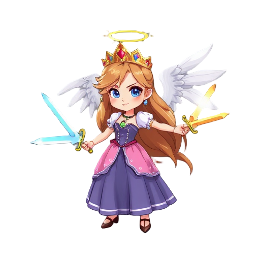 princess , angel with two swords , evil energy 
