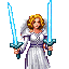 princess , angel with two swords , evil energy 