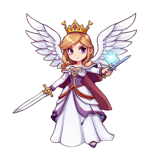 princess , angel with two swords , evil energy 