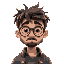 slightly scruffy but not rugged: he’s not used to manual labor, so he looks a bit out of his element—maybe messy hair, glasses, or a faint five o'clock shadow. expressive face: big, wide eyes that loo