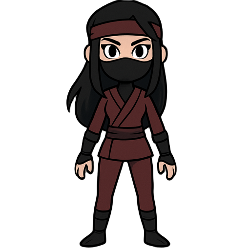 chica ninja pelo largo delgada