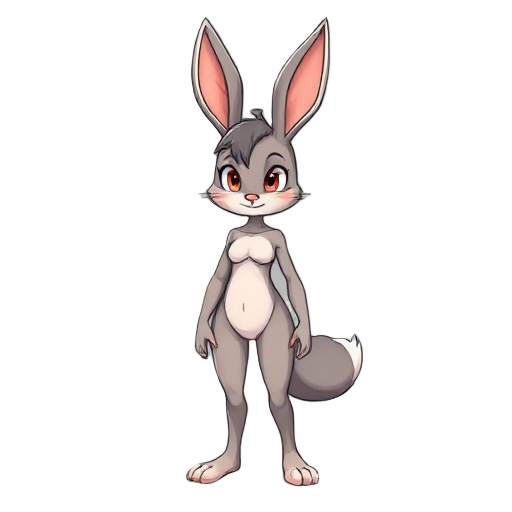 feral bunnygirl human body without wear