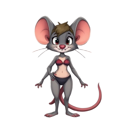 human girl feral in sting bikini without clothes. mouse with human face