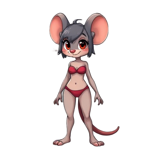 human girl feral in sting bikini without clothes. mouse