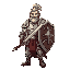 male warrior with plate armor and broad sword and shield