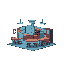 200 by 100 pixel art with black borders on bottom or top if necessary to make it that aspect ratio of a school cafetaria with an unnerving look and a blueish tint color