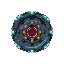  side-veiw like game boy game, cyberpunk style circular starship  