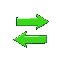 generate two arrows! the first arrow should point left and the other should point right. use green color