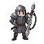 generate a chainmail breastplate and a stone sword with a bow