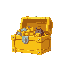 generate a yellow chest with a combination of gold filled with various resources