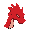 red dragon head with a bit of its upper body, looking down
