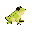 a frog facing right