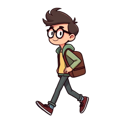 personaje adolecente geek de los 90 basado en thimbleweed park caminando de lado