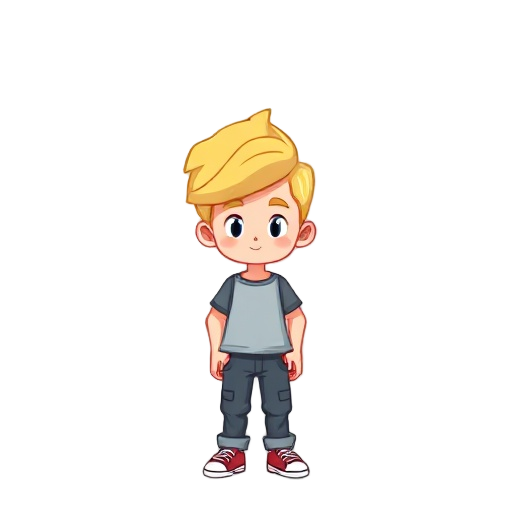 a pixel blonde teenager boy in the style of the escapists and kindergarten games