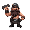 dwarf muscular miner, grim dark theme