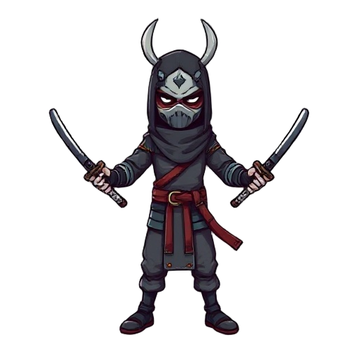 assasin mask guy with two sword pixel
