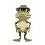 humanoid frog with a hat 