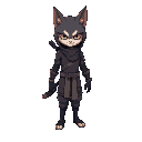create an image of a demihuman ninja whith catlike features