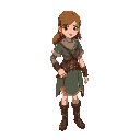 create and image of a young female bard, she locks young and innocents