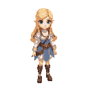 create and image of a young female bard, she locks young and innocents, she is blonde and has blue eyes, and is wearing white and pin clothes