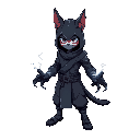 create an image of a demihuman ninja whith catlike features, make it loock not that anime like, whit big claws inbuid in lightning