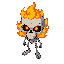 skull with burning eyes and flame behind it