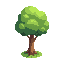 create a single pixel perfect tree sprite on white background, round green canopy with realistic brown trunk
