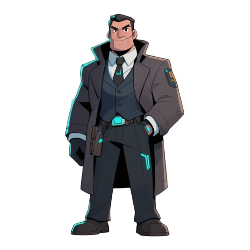 detective with cyberpunk anime style 30 year old full body
