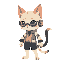 a soft looking cat boy with a cyberpunk style and prostatic right arm