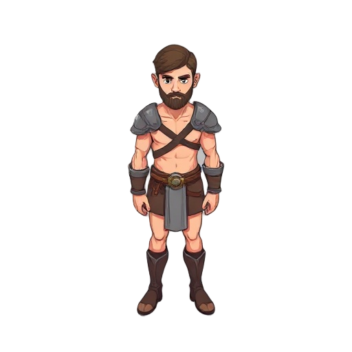 a nameless, medieval hero in a neutral standing pose, wearing only undergarnment. no armor