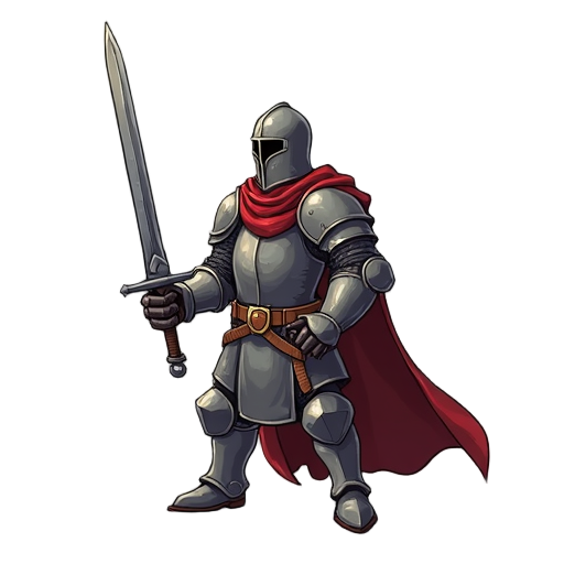 an isometric knight style character in similar to final fantasy tactics, ogre battle and sword of convallaria. 