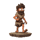 platformer running scared prehistoric human in a pelt