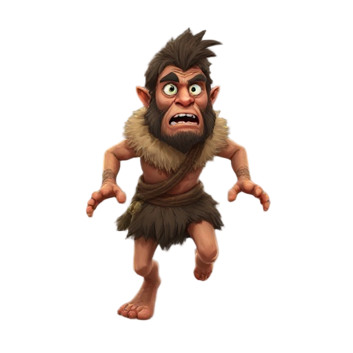  running scared prehistoric human in a pelt