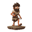 platformer running scared prehistoric human in a pelt