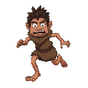  running scared prehistoric human in a pelt