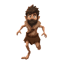  running scared prehistoric human in a pelt