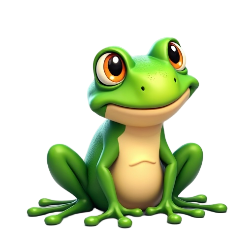 a detailed and vibrant 2d side-view sprite of a green frog