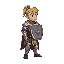 a 2d character, a warrior in armor, without a shield, only with a sword, standing and looking to the right