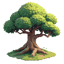 a beautifully crafted oak tree, gnarly trunk, lush crown, pastel colors, the image took the artist multiple days to create, high quality, extremely detailed, attention to detail, masterpiece