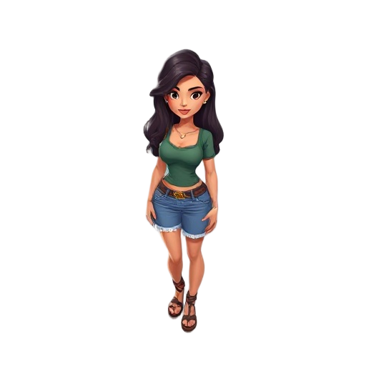 isometric beautiful latina woman