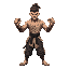 a fierce martial artist with a toned physique, wrapped fists, a tattered sleeveless gi, and a fiery fighting spirit