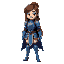 brunette female knight blue armor