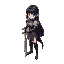 dark hair female knight sword